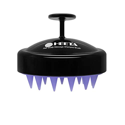 HEETA Black Silicone Scalp Massager Shampoo Brush for Hair Growth and Dandruff Removal Large
