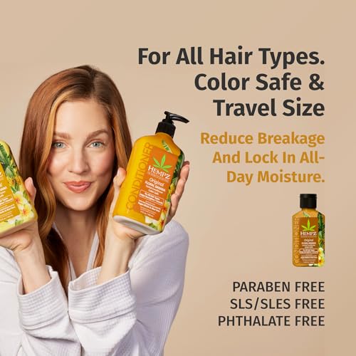 Hempz Biotin Conditioner - Original Light Floral & Banana - For Growth & Strengthening of Dry, Damaged and Color Treated Hair, Hydrating, Softening, Moisturizing - Travel Size 2.25 Fl OZ - Image 3