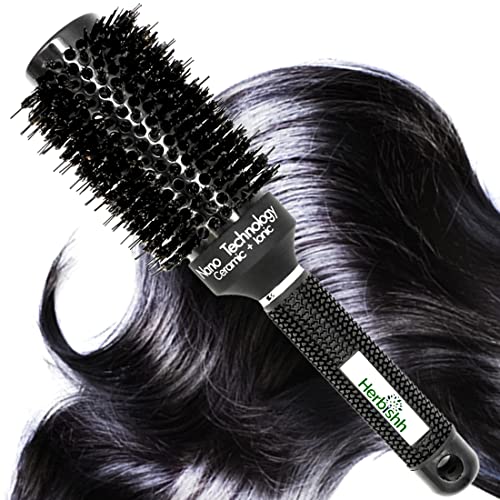 HERBISHH Ceramic Thermal Round Brush for Blow Drying – Pro Thermal Round Brush for Styling – Professional Heat Resistant & Anti Static Round Ionic Hair Brush Design – Nylon Teeth & Bristles (32)