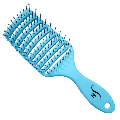 Herstyler Curved Vented Hair Brush - Detangling Brush for Curly Hair - Wet Hair Brush - Curly Hair Brush - Detangle Brush for All Hair Types - Blue