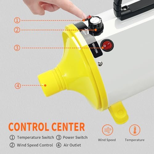 High Velocity Professional Dog Pet Grooming Dryer, Pet Grooming Hair Dryer - Dog Hair Dryer with Adjustable Temperature and Speed,with Pet Steel Comb, Pet Towel,Nozzles. (White yellow) - Image 5