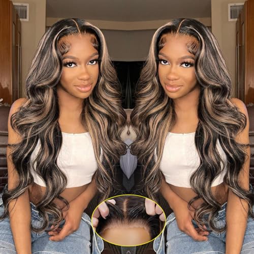 Highlight Glueless Wigs Human Hair Pre Plucked Pre Cut Wear and Go 5x5 HD Lace Closure Wigs Honey Blonde Body Wave Lace Front Wigs Human Hair for Women 180% Density 24Inch