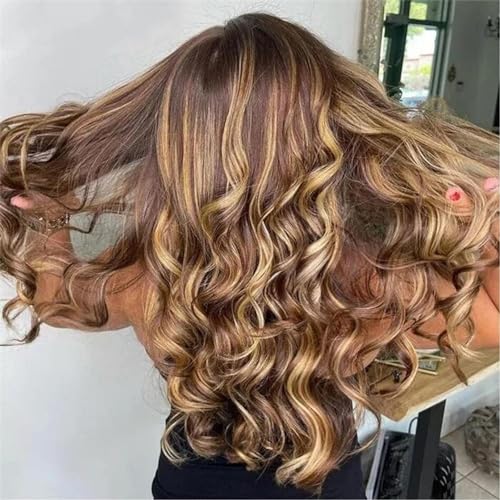 Highlight Ombre 13x6 Lace Front Wig Human Hair 28 Inch Body Wave Honey Blonde Glueless HD Transparent Lace Frontal Wigs for Women 180 Density Human Hair Pre Plucked with Baby Hair - Image 7