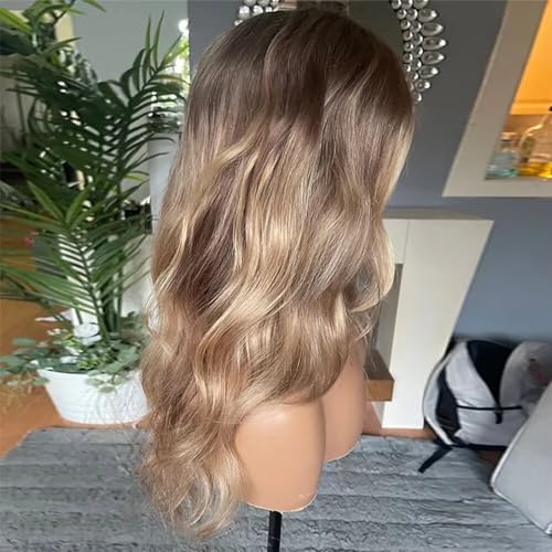Highlight Ombre Blonde Color Brazilian Hair Wavy Human Hair Wig 13x6 HD Transparent Lace Front Wig Loose Wave Remy Hair Invisible Lace Glueless Wigs 150% Density with Baby Hair Bleached Knots 24inch - Image 5