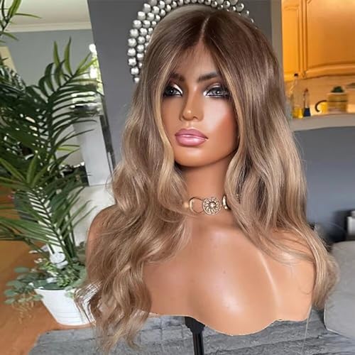 Highlight Ombre Blonde Color Brazilian Hair Wavy Human Hair Wig 13x6 HD Transparent Lace Front Wig Loose Wave Remy Hair Invisible Lace Glueless Wigs 150% Density with Baby Hair Bleached Knots 24inch - Image 2