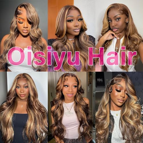 Highlight Ombre Lace Front Wig Human Hair 180% Density 4/27 Honey Blonde HD Transparent Body Wave Lace Frontal Wigs Pre Plucked 13x4 HD Lace Front Wigs Human Hair Glueless For Women 26 Inch - Image 6