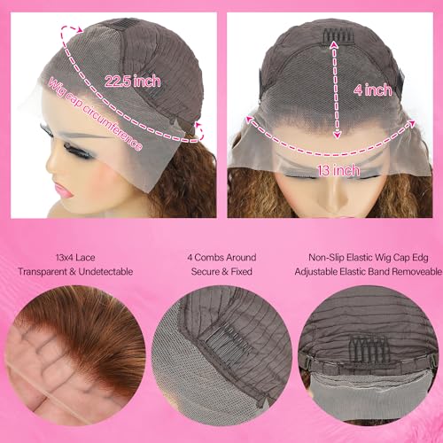 Highlight Ombre Lace Front Wig Human Hair 180% Density 4/27 Honey Blonde HD Transparent Body Wave Lace Frontal Wigs Pre Plucked 13x4 HD Lace Front Wigs Human Hair Glueless For Women 26 Inch - Image 5