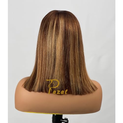 Highlight Ombre Lace Front Wigs Human Hair for Black Women 200% Density 4x4 HD Transparent 4/27 Straight Honey Blonde Lace Closure Wigs Pre Plucked with Baby Hair Colored Wigs 12 Inch - Image 4