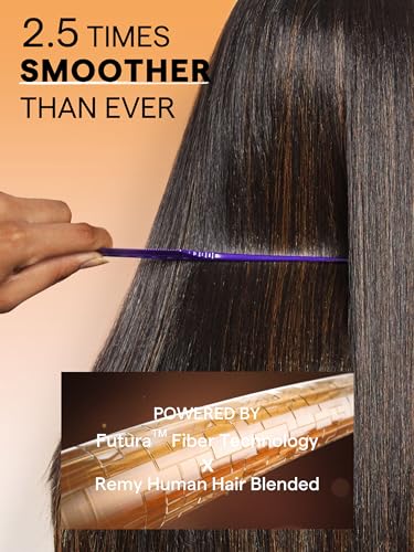 Highlight Straight Layered Wigs with Bangs Glueless Black Mixed Brown Wig 22 Inch Put On Go Wigs Crafted with Style-Archive™ Technology: Fiber & Remy Human Hair Blend with Natural Hairline - Image 5