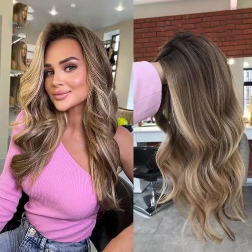 Highlight Wig Glueless Lace Wigs Body Wave HD Transparent 13X4 Lace Front Human Hair Wig Ash Brown Blonde Colored HD Lace Frontal Wig 180% Density Loose Wave Brazilian Remy Human Hair wigs 24inch