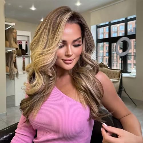 Highlight Wig Glueless Lace Wigs Body Wave HD Transparent 13X4 Lace Front Human Hair Wig Ash Brown Blonde Colored HD Lace Frontal Wig 180% Density Loose Wave Brazilian Remy Human Hair wigs 24inch - Image 4