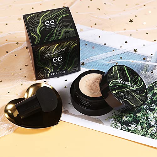 Hilareco Mushroom Head Air Cushion CC Cream Natural Foundation,Phoera Powder, Bright Makeup Base Long Lasting with Makeup Sponge and Flat Top Kabuki Foundation Brush (#04 Buff Beige) - Image 3