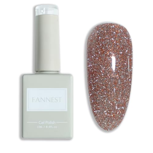 Holographic Nail Polish,Diamond Glitter Nail Polish,Spring Summer Gel Polish Brown Colors for DIY Nail Art Design UV LED.