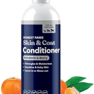 Honest Paws Dog Conditioner Detangler - Moisturizing Premium Pet Conditioner for Itchy and Dry Skin - Hydrate Sensitive Skin - Shiny Coat Soft Hair Smooth Fur - Mandarin & Berry - 8 oz