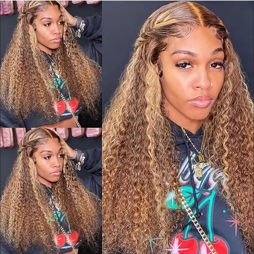 Honey Blonde 4/27 Ombre Deep Wave Lace Front Wig 22 Inch Human Hair 180% Density - Image 6