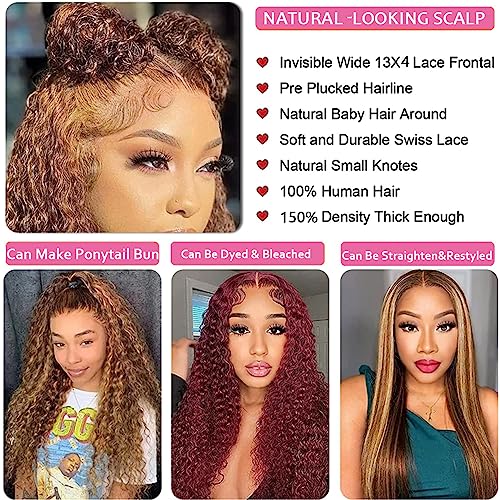 Honey Blonde 4/27 Ombre Deep Wave Lace Front Wig 22 Inch Human Hair 180% Density - Image 3