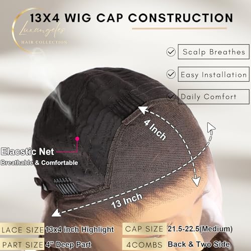Honey Blonde Deep Wave Wig Human Hair Pre Plucked Glueless Wig 13x4 Bright Brown Curly Wigs, Wet and Wavy Short Curly Bob Wig 150% with Natural Hairline Bleached Knots - Image 6