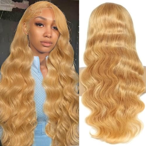 Honey Blonde HD Lace Front Wig Human Hair 13x4 Blonde Lace Front Human Hair Wig For Women 27# Blonde Body Wave Wig Honey Blonde Wig Human Hair Free Part With Baby Hair 180% Density 26Inch - Image 2