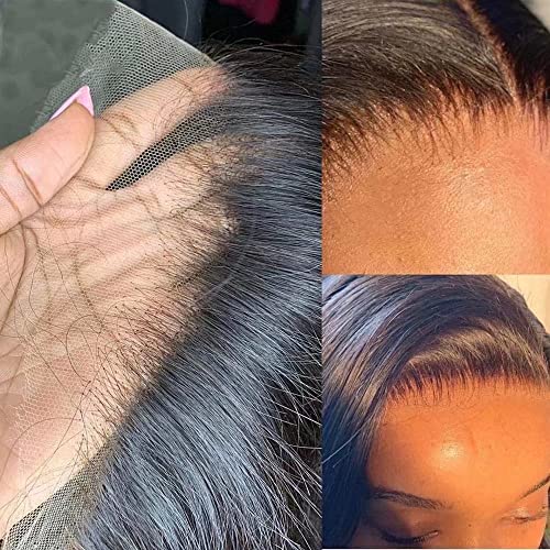 Honey Blonde Highlight Straight Human Hair Wigs with Bangs 13X4 HD Lace Front Wig Brazilian Virgin Hair Bone Straight Glueless Wigs Bleached Knots for Woman 150% Density #1B/27 Bangs Wig - Image 4