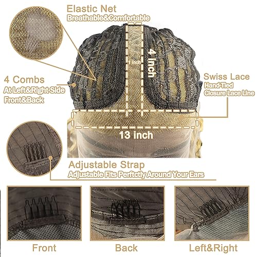 Honey Blonde Kinky Curly Lace Front Wig Human Hair 613 Wig 150% Density Glueless Wigs Human Hair Pre Plucked with Baby Hair 13x4x1 Lace Frontal Human Hair Wigs 18 Inch - Image 4