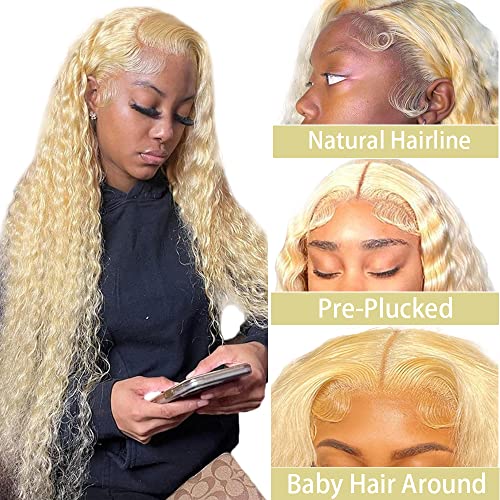 Honey Blonde Kinky Curly Lace Front Wig Human Hair 613 Wig 150% Density Glueless Wigs Human Hair Pre Plucked with Baby Hair 13x4x1 Lace Frontal Human Hair Wigs 18 Inch - Image 6