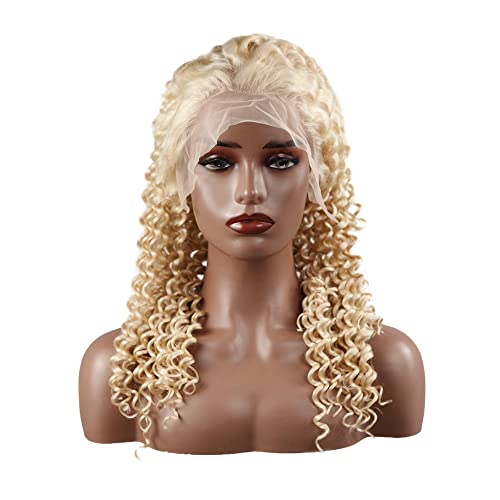 Honey Blonde Kinky Curly Lace Front Wig Human Hair 613 Wig 150% Density Glueless Wigs Human Hair Pre Plucked with Baby Hair 13x4x1 Lace Frontal Human Hair Wigs 18 Inch - Image 2