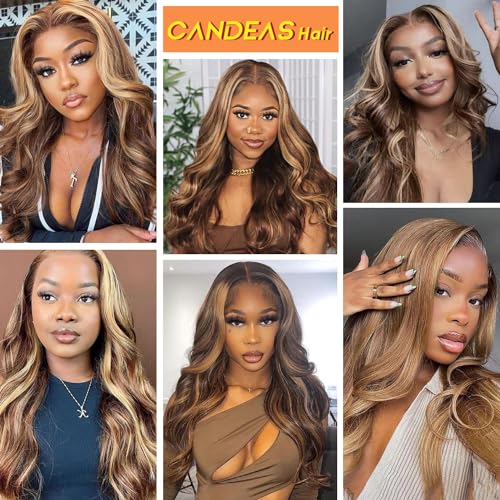 Honey Blonde 4/27 Highlight Ombre Body Wave 30 Inch Human Hair Lace Front Wig 180 Density - Image 6