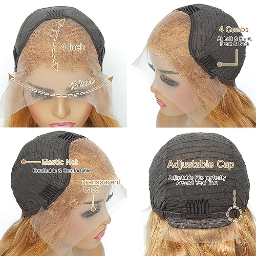 Honey Blonde Lace Front Wig Human Hair, 13x4 Honey Blonde Wig Human Hair, 27# Colored Body Wave Blonde Lace Front Wigs Human Hair for Women HD Lace Colored Wigs Human Hair 180% Density 28 inch - Image 5