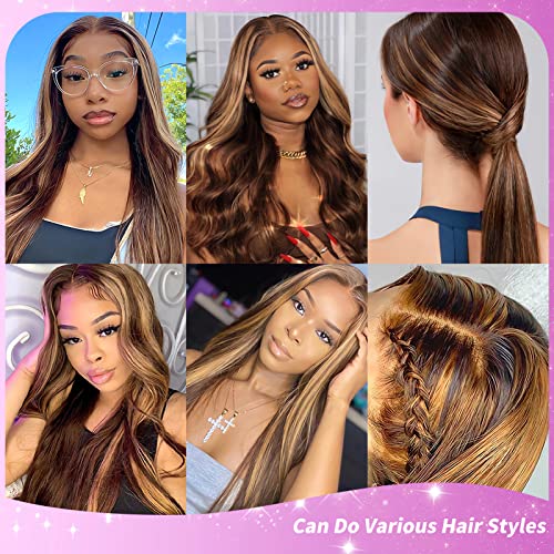 Honey Blonde Lace Front Wig Human Hair 13×6 HD Transparent 4/27 Highlight Glueless Lace Front Wigs Human Hair Pre Plucked With Baby Hair 180% Density Human Hair Wigs Straight for Women 30 Inch - Image 6