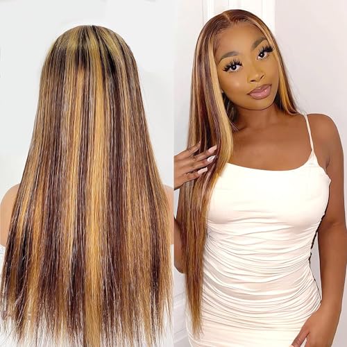 Honey Blonde Lace Front Wig Human Hair 13×6 HD Transparent 4/27 Highlight Glueless Lace Front Wigs Human Hair Pre Plucked With Baby Hair 180% Density Human Hair Wigs Straight for Women 30 Inch - Image 7