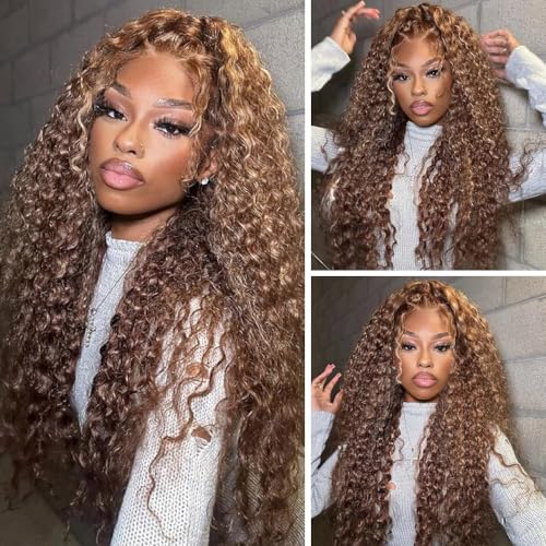 28 Inch Honey Blonde Ombre Water Wave Lace Front Wig for Natural Look - Image 5