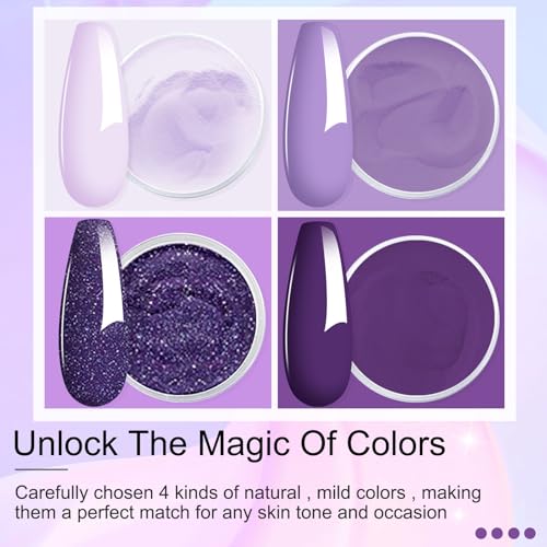 Honey Joy Dip Powder Nail Kit for 4 Colors System Starter Kit Acrylic Dipping System,4 PCS Dipping Powder,4 PCS 15ml Liquid Nail Kit Purple Blue Acrylic Set (Dip-4x15ml-8pcs-03) - Image 2