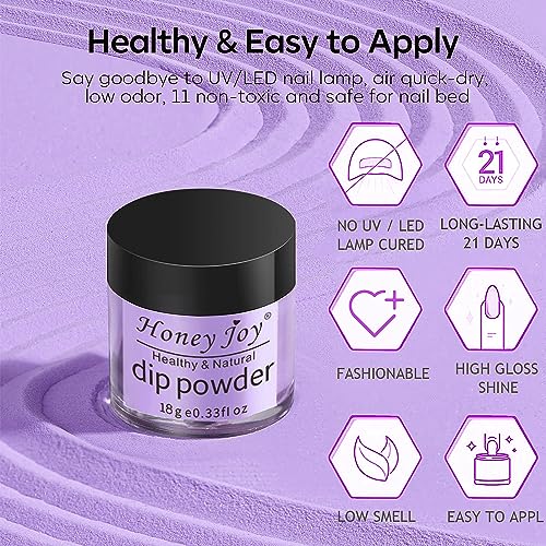 Honey Joy Dip Powder Nail Kit for 4 Colors System Starter Kit Acrylic Dipping System,4 PCS Dipping Powder,4 PCS 15ml Liquid Nail Kit Purple Blue Acrylic Set (Dip-4x15ml-8pcs-03) - Image 3
