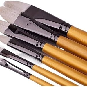 Horse Hair Long Wood Rod Painting Brush 6 Pcs Set of Water Chalk Set Brush Art Supplies Drawing Materials