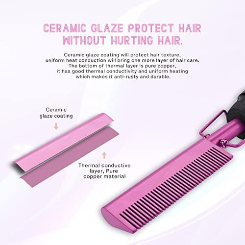 Hot Comb Hair Straightener Electric Heating Pressing Comb Ceramic Flat Iron Curler Portable Hair Straightener Brush for Natural Black Hair Anti-Scald Beard Wigs Straightening Comb - Image 4