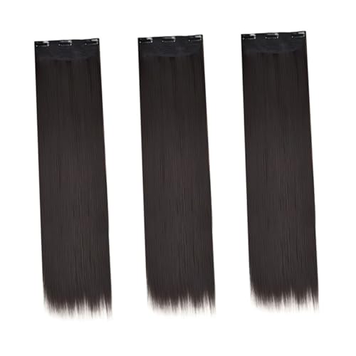 Housoutil 3pcs Hair Extension Wig Hair Extensions for Women Straight Wigs Human Hair Wig Black Long Synthetic Hairpieces Jet Black Wig Lengthen Miss High Temperature Wire Long Hair Piece