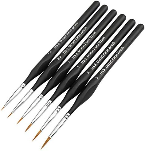 H&S 6-Piece Fine Detail Paint Brush Set for Oil, Acrylic, Watercolor - New - Image 2