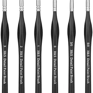 H&S 6-Piece Fine Detail Paint Brush Set for Oil, Acrylic, Watercolor - New