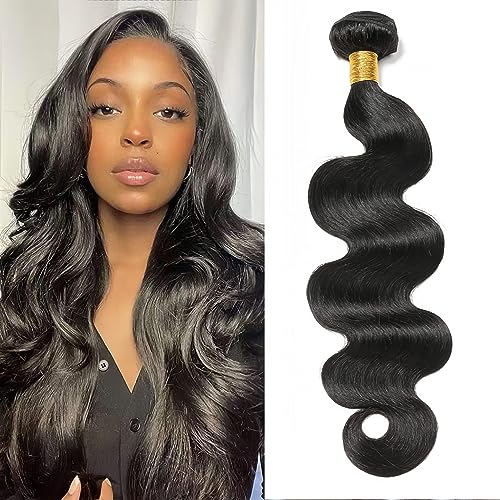Hswpawk 12A Human Hair Bundles Body Wave 18 Inch One Bundle 100% Unprocessed Brazilian Virgin Body Wave Bundles Human Hair Natural Black Color Body Wave Bundle Human Hair Weft