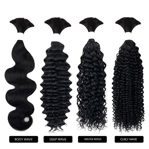 Human Braiding Hair 100g One Bundle/Pack 20 Inch Natural Black Deep Wave Curly Human Hair for Braiding No Weft 100% Unprocessed Brazilian Remy Human Hair for Boho Braids Wet and Wavy - Image 5