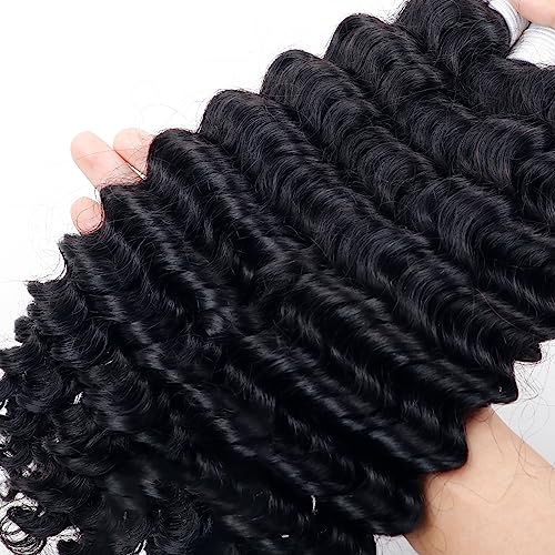Human Braiding Hair 100g One Bundle/Pack 20 Inch Natural Black Deep Wave Curly Human Hair for Braiding No Weft 100% Unprocessed Brazilian Remy Human Hair for Boho Braids Wet and Wavy - Image 2