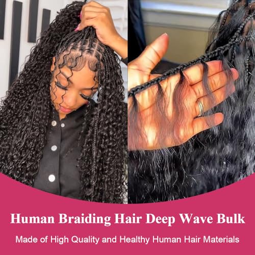 Human Braiding Hair Deep Wave Bulk 50g No Weft 16 Inch Extensions - Image 4