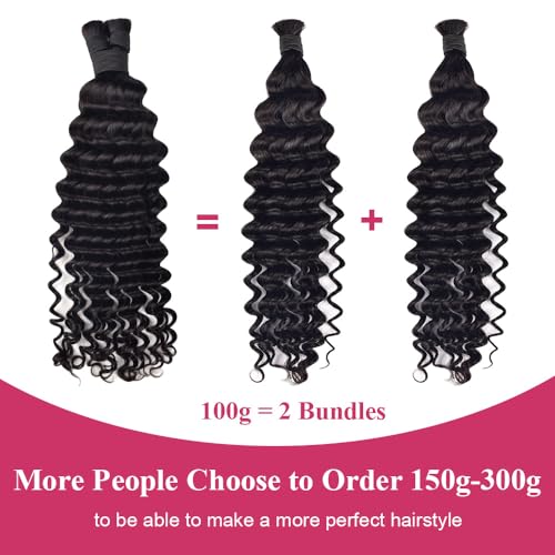 Human Braiding Hair Deep Wave Bulk 50g No Weft 16 Inch Extensions - Image 5