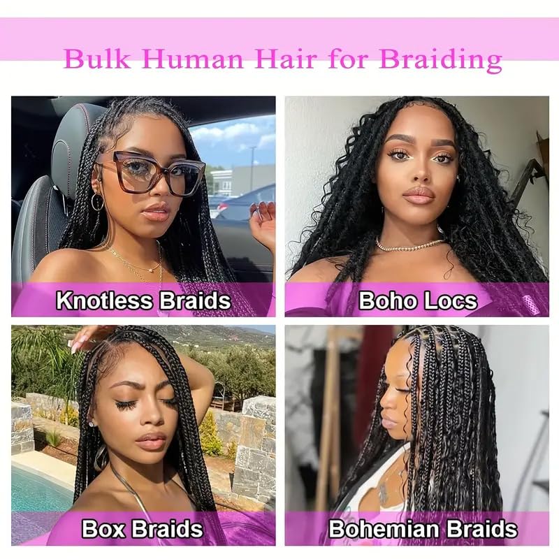 Human Braiding Hair For Boho Braids Deep Wave Bulk Human Hair for Braiding Wet And Wavy Human Braiding Hair Extensions No Weft 100% Brazilian Virgin Curly Human Braiding Hair (18 Inch, 4#) - Image 5