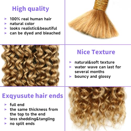 Human Braiding Hair Water Wave Bulk Human Hair For Braiding 100g (1pack-2bundles) No Weft 100% Unprocessed Virgin Human Braiding Hair For Boho Braids Water Wave Micro Braiding Human Hair 18inch #27 - Image 4