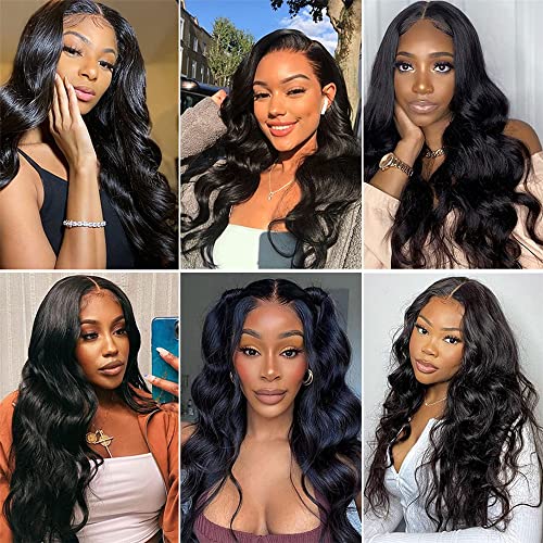 Human Hair Body Wave 3 Bundles with Closure 100% Unprocessed Brazilian Hair Double Weft 10A Weave Extensions Remy Hair with 4x4 Free Part Lace Closure for Black Women Natural Color (8" 8" 8" + 6" Closure) - Image 9