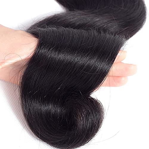 Human Hair Body Wave 3 Bundles with Closure 100% Unprocessed Brazilian Hair Double Weft 10A Weave Extensions Remy Hair with 4x4 Free Part Lace Closure for Black Women Natural Color (8" 8" 8" + 6" Closure) - Image 7