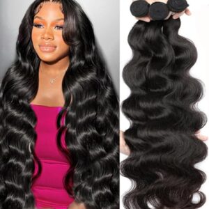 Human Hair Bundles Body Wave Brazilian Virgin Human Hair 3 Bundles （26 28 30） 100% Unprocessed Remy 12A Hair Weave Deals Body Wave Human Hair Extensions Natural Color for Black Women