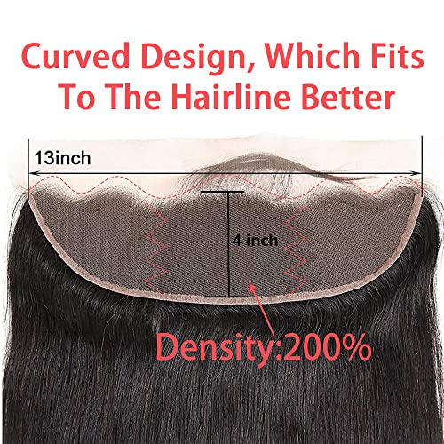 Human Hair Bundles with Frontal (20 22 24 +18) Straight Bundles with 13x4 Lace Frontal Brazilian Human Hair Weave Bundles with Frontal Free Part Virgin Hair Weft 150% Density Natural Color - Image 4