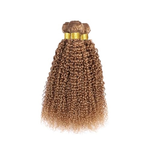 Human Hair Color 27 Curly Hair Bundles Human Hair 24 26 28 Inch Unprocessed Brazilian Virgin Hair 8A Grade Honey Blonde Kinky Curly Human Hair Bundles Double Weft Weave Extensions Hair - Image 5